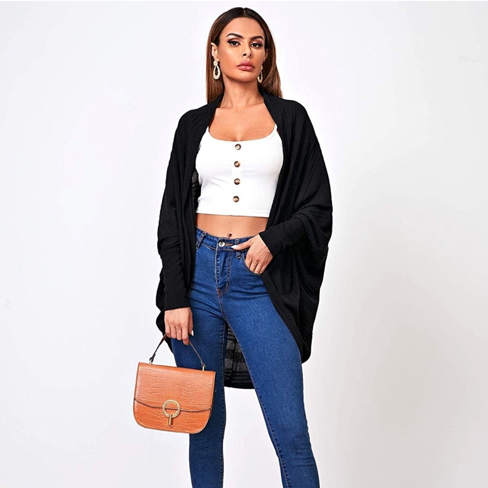 Long sleeve dolman cardigan sweater
